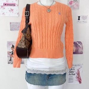 Vintage Polo Ralph Lauren Orange Cable Knit Sweater
